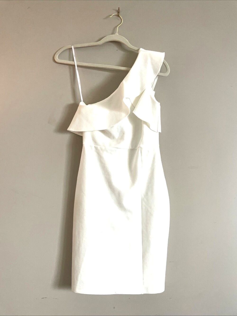 Lulus What About Tonight White One-Shoulder Bodycon Mini Dress XS Pillowy W Slip
